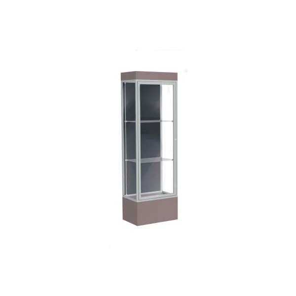 Waddell Display Case Of Ghent Edge Lighted Floor Case, Slate Back, Satin Frame, 12" Morro Zephyr Base, 24"W x 76"H x 20"D 93LFSL-SN-MZ - main